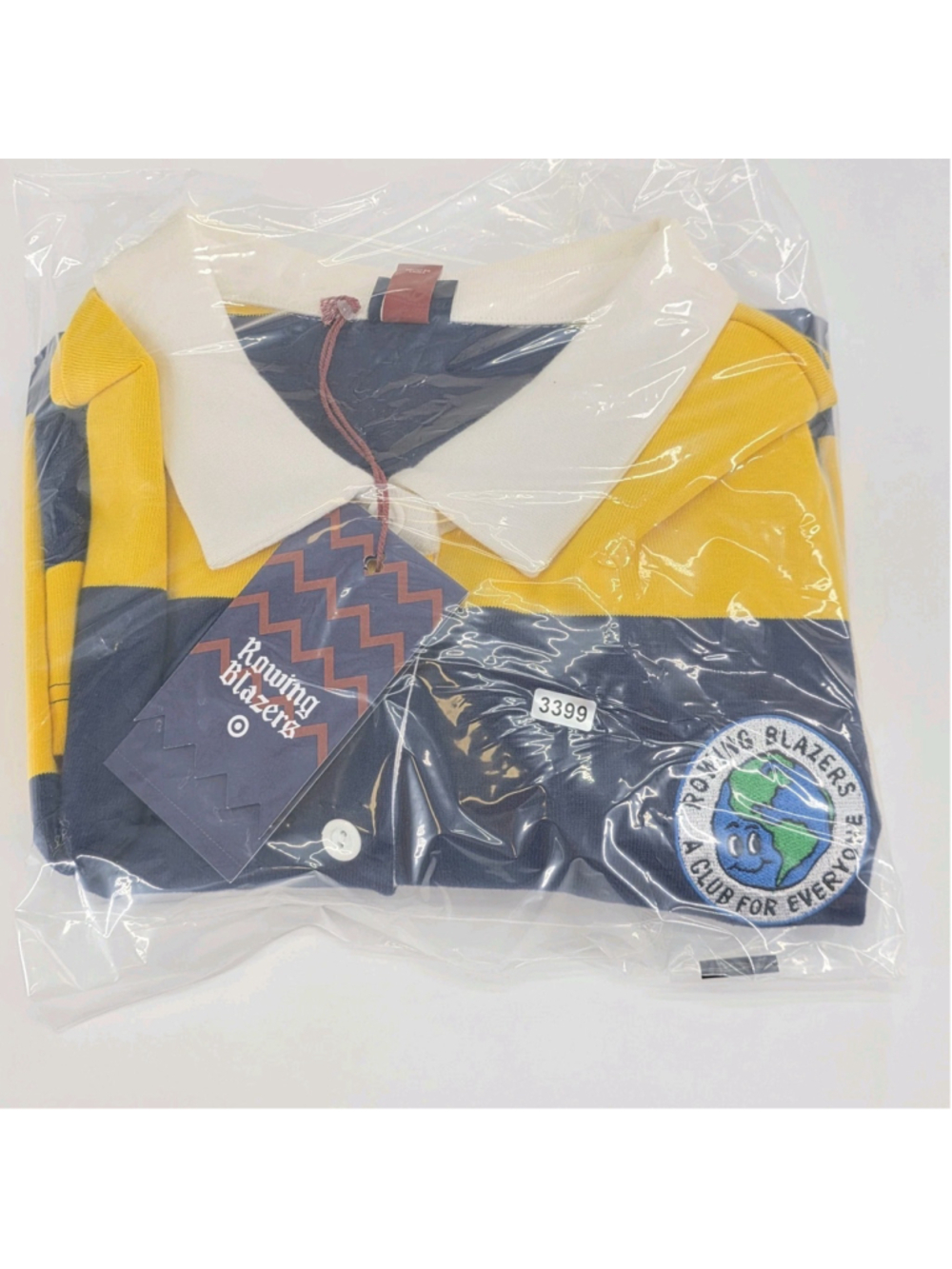 Rowing Blazers Rugby Shirt Womens 2X Yellow Navy Stripe Cropped Prep - Picture 16 of 16